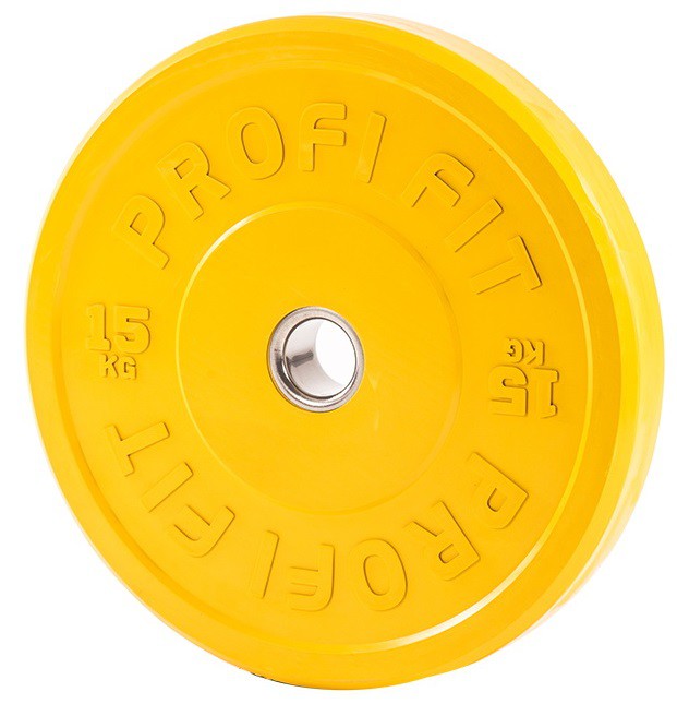 Диск для штанги каучуковый, цветной, d51 15кг Profi-Fit 621_645