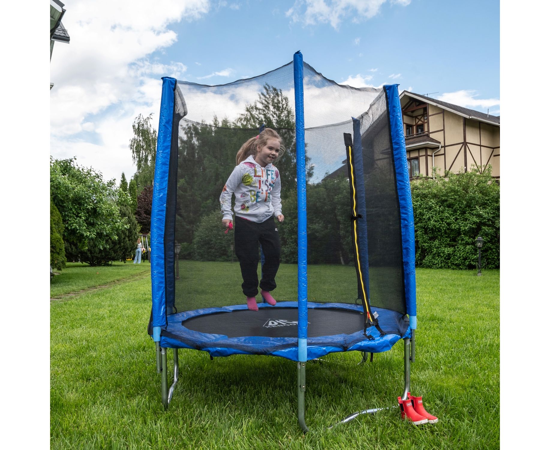 Батут DFC Trampoline Fitness 16ft наружн.сетка (488см) 16FT-TR-B синий 1834_1500