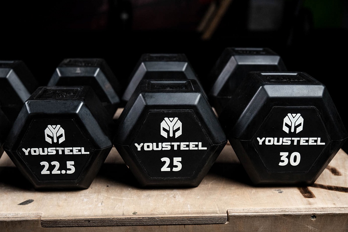 Гантель обрезиненная YouSteel HEX DB 30 кг 1197_800