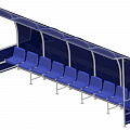 Скамейка для запасных игроков на 10 мест с козырьком из поликарбоната ФСИ 10612 120_120